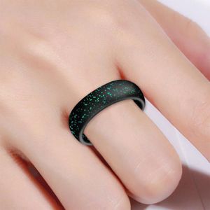 SH100 5 7 mm brede siliconen ring glitter paar ring nr. 4 (zwart en groen)