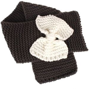 Herfst winter meisjes warm gebreide bowknot sjaals (donkergrijs)