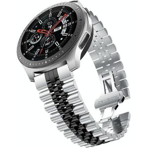 20mm Voor Huawei Watch GT 2 42mm Vijf kralen Stalen vervangende band Horlogeband (Zilver Zwart)