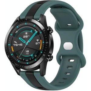 Voor Huawei Watch GT2 42 mm 20 mm vlindergesp tweekleurige siliconen horlogeband (groen + zwart)