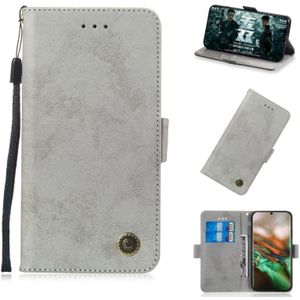 Voor Galaxy Note 10 retro horizontale Flip PU lederen draagtas met kaartsleuven & houder (grijs)