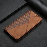 For Samsung Galaxy A22 5G Diamond Pattern Splicing Skin Feel Magnetic Horizontal Flip Leather Case with Card Slots & Holder & Wallet(Brown)