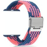 Gevlochten + roestvrij staal vervangende horlogebanden voor Apple Watch Series 6 & SE & 5 & 4 40mm / 3 & 2 & 1 38mm (Blauw Roze)