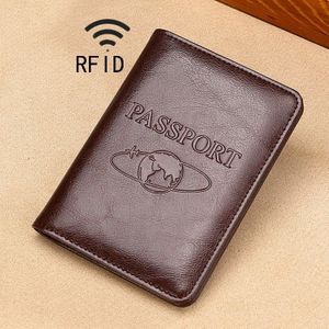 TP-8296 Multifunctionele RFID Lederen Travel Passport Holder (Donkerbruin)