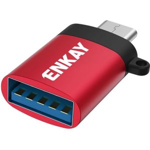 ENKAY ENK-AT101 Aluminium legering USB-C / Type-C naar USB 3.0 OTG Data Adapter Converter(Rood)