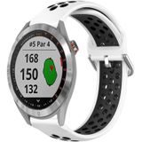Voor Garmin Approach S40 20 mm geperforeerde ademende sport siliconen horlogeband (wit + zwart)