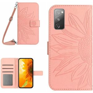 Voor Samsung Galaxy S20 FE Skin Feel Sun Flower Pattern Flip Leather Phone Case met Lanyard