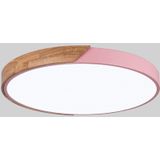 Wood Macaron LED Round Ceiling Lamp  Stepless Dimming  Size:60cm(Pink)