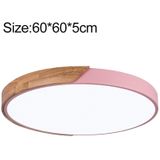 Wood Macaron LED Round Ceiling Lamp  Stepless Dimming  Size:60cm(Pink)