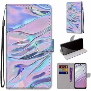 For Motorola Moto G10 / G20 / G30 Coloured Drawing Cross Texture Horizontal Flip PU Phone Leather Case with Holder & Card Slots & Wallet & Lanyard(Colorful Layer(Fluorescent Water Pattern)