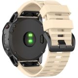 Voor Garmin Fenix 6X 26mm Quick Release Officile Texture Polsband Watchband met plastic knop (Beige)
