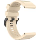 Voor Garmin Fenix 6X 26mm Quick Release Officile Texture Polsband Watchband met plastic knop (Beige)