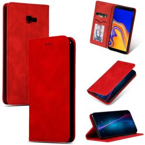 Retro huid voelen Business magnetische horizontale Flip lederen case voor Samsung Galaxy J4 plus 2018 & J4 Prime (rood)