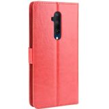 Voor OnePlus 7T Pro retro Crazy Horse textuur horizontale Flip lederen draagtas met houder & kaartsleuven & fotolijstjes (rood)