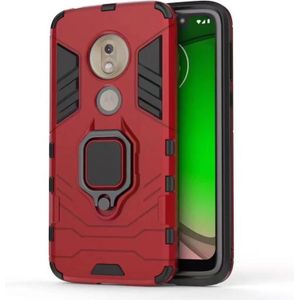 PC + TPU schokbestendige beschermhoes voor Motorola Moto G7 Play  met magnetische ringhouder (rood)