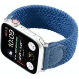 Nylon + leren gevlochten horlogeband voor Apple Watch Series 6 & SE & 5 & 4 40mm / 3 & 2 & 1 38mm  Maat:L(Blauw)