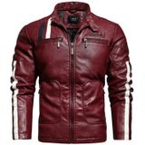 Herfst en winter letters borduurpatroon strak passende motorfiets lederen jas voor mannen (kleur: rode maat: XXXL)