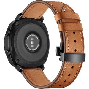 22mm Voor Huawei Watch GT2e / GT2 46mm Leder Butterfly Buckle Strap Zwarte knop (bruin)