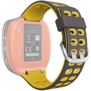 Voor Garmin Forerunner 310XT tweekleurige siliconen vervangende riem horlogeband (grijs geel)