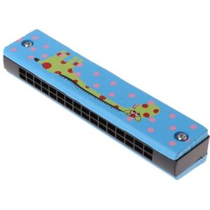 Houten 16-holes Double-Row mond harmonica voor beginners  kleur: Blue Giraffe