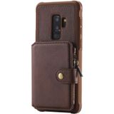 Voor Galaxy S9 Plus Zipper Shockproof Beschermhoes met kaartsleuven & beugel & fotohouder & portemonneefunctie(Koffie)