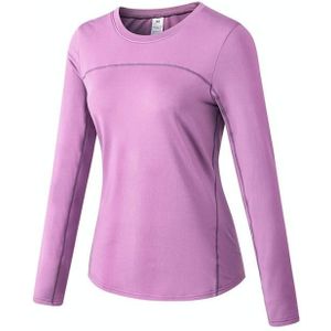 Herfst en winter plus fluwelen sneldrogend stretch yoga met lange mouwen shirt voor dames (kleur: paars maat: XXL)