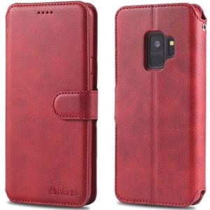 Voor Galaxy S9 AZNS kalf textuur magnetische horizontale Flip PU lederen draagtas met houder & kaartsleuven & fotolijstjes (rood)