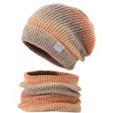 Herfst en winter gradintkleur verdikking sjaal wol muts kit (verloop oranje)