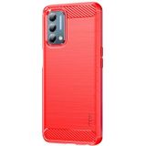 For Oneplus Nord N200 5G MOFI Gentleness Series Brushed Texture Carbon Fiber Soft TPU Phone Case(Red)
