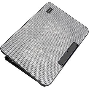 N99 USB Dual Fan Hollow Carved Design Warmteafvoer Laptop Cooling Pad (Grijs)