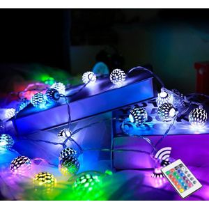 4M 40 LED's RGB Kleurrijke synchrone USB Iron Hollow Ball Lamp Lantaarn Tuin Decoratie Vakantie String Lights