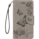 Voor Huawei Mate 10 Vintage relif bloemen vlinder patroon horizontale Flip lederen draagtas met kaartslot & houder & portemonnee & Lanyard (grijs)