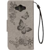 Voor Huawei Mate 10 Vintage relif bloemen vlinder patroon horizontale Flip lederen draagtas met kaartslot & houder & portemonnee & Lanyard (grijs)