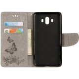 Voor Huawei Mate 10 Vintage relif bloemen vlinder patroon horizontale Flip lederen draagtas met kaartslot & houder & portemonnee & Lanyard (grijs)