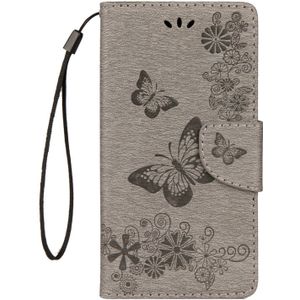 Voor Huawei Mate 10 Vintage relif bloemen vlinder patroon horizontale Flip lederen draagtas met kaartslot & houder & portemonnee & Lanyard (grijs)