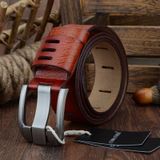 Cowather Qsk001 Mannen Casual Mode Tweelaagse Leren Pin Gesp-riem  Lengte: 125cm (Brown)