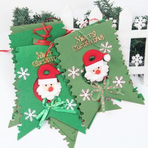 Kerst scne decoratie zes vlag Non-woven stof Santa opknoping vlag (groen)
