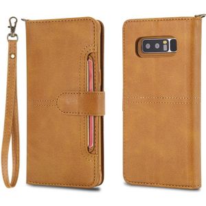 Voor Galaxy Note 8 multifunctioneel afneembaar magnetisch horizontaal lederen tas met kaartsleuven & houder & portemonnee & fotoframe(bruin)