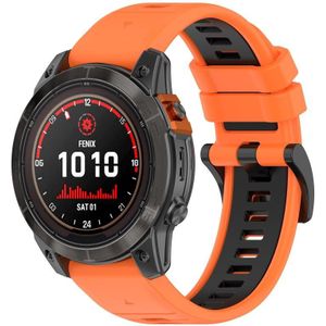 Voor Garmin Fenix 7 Pro 47 mm 22 mm sport tweekleurige siliconen horlogeband (oranje + zwart)