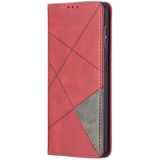 Voor Samsung Galaxy S30 Rhombus Textuur Horizontale Flip Magnetic Leather Case met Holder & Card Slots(Red)