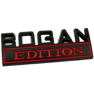 2 STUKS Gemodificeerde zijdeur metalen auto stickers Bogan Edition Label Leaf Board naamplaatje label (zwart rood)