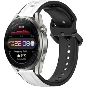 Voor Huawei Watch 3 Pro Nieuwe 22 mm bolle lus tweekleurige siliconen horlogeband (wit + zwart)