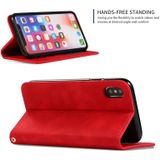 Retro huid voelen Business magnetische horizontale Flip lederen case voor iPhone XS Max (rood)