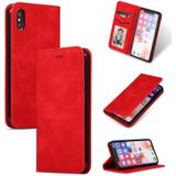 Retro huid voelen Business magnetische horizontale Flip lederen case voor iPhone XS Max (rood)