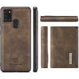 For Samsung Galaxy A21s DG.MING M1 Series 3-Fold Multi Card Wallet + Magnetic Back Cover Shockproof Case with Holder Function(Coffee)