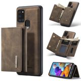 For Samsung Galaxy A21s DG.MING M1 Series 3-Fold Multi Card Wallet + Magnetic Back Cover Shockproof Case with Holder Function(Coffee)