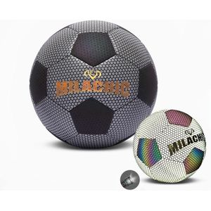 MILACHIC PU Lederen Machine Stitch Lichtgevende Fluorescerende Reflecterende Voetbal  Specificatie: Nummer 4 (Zwart Grijs Rhombic 5043)