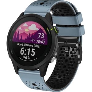 Voor Garmin Forerunner255 22 mm geperforeerde tweekleurige siliconen horlogeband (blauw + zwart)