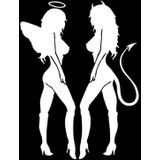 10 stuks QYPF ANGEL DEVIL sexy meisje auto sticker auto styling decal  grootte: 18x14cm (zwart)