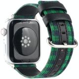 Raster patroon ronde gesp lederen horlogeband voor Apple Watch Series 6 & se & 5 & 4 40mm / 3 & 2 & 1 38mm (groen zwart)